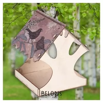 Кормушка для птиц "Скворцы", с принтом, 24×24×27 см