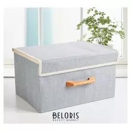 Короб для хранения с крышкой «Франческа», 32×24×18,5 см, цвет серо-голубой