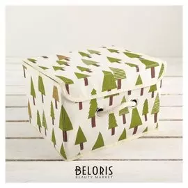 Короб для хранения с крышкой «Ёлки», 25×20×17 см