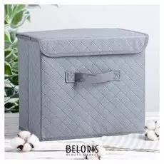 Короб для хранения с крышкой «Ромбы», 27×20×25 см, цвет серый