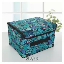 Короб для хранения с крышкой «Тропики», 26×20×16 см, цвет синий