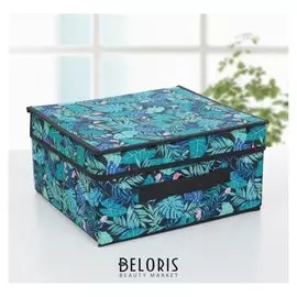 Короб для хранения с крышкой «Тропики», 30×28×15 см, цвет синий