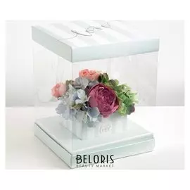 Коробка для цветов с вазой и PVC окнами складная With Love, 23 х 30 х 23 см