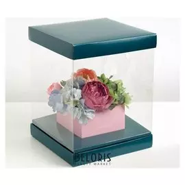 Коробка для цветов с вазой и PVC окнами складная «Счастья», 23 х 30 х 23 см