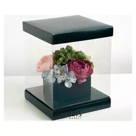 Коробка для цветов с вазой и PVC окнами складная Flowers, 23 х 30 х 23 см
