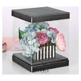 Коробка для цветов с вазой и Pvc-окнами складная «Для тебя с любовью», 23 × 30 × 23 см