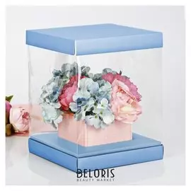 Коробка для цветов с вазой и Pvc-окнами складная «Счастья!», 23 × 30 × 23 см