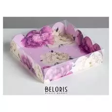 Коробка для кондитерских изделий с PVC крышкой «Тебе с любовью», 13 х 13 х 3 см