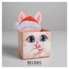 Коробка для мини-букетов «С новым годом», зая, 12 х 17 х 10 см