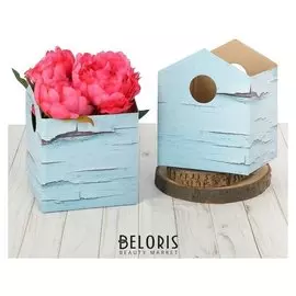 Коробка–домик для цветов складная «Шебби», 15 х 19 см