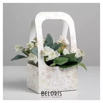 Коробка-переноска для цветов «Веточки», 17 × 12 × 32 см