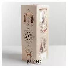 Коробка под бутылку «Новогодние игрушки», 11 × 33 × 11 см