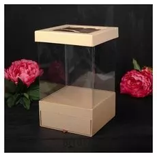 Коробка подарочная, бежевый, 18 х 18 х 8 см
