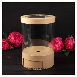 Коробка подарочная, бежевый, 20 х 20 х 32,5 см