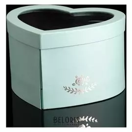 Коробка "Сердце" с окном, голубой, 25 х 22 х 15 см
