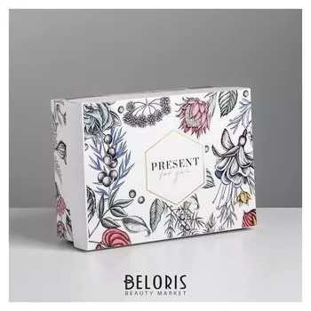 Коробка складная «Цветы», 21 × 15 × 7 см