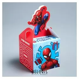 Коробка складная "С новым годом!", человек-паук, 9 х 9 х 9 см