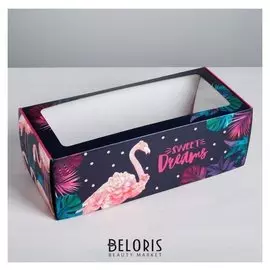 Коробка складная с Pvc-окном «Фламинго», 16 × 35 × 12 см