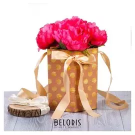 Коробка складная шестигранник «Золотой горошек», 17 х 14,8 х 19,5 см