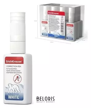 Корректирующая жидкость 12 мл, Erich Krause Arctic White, с пластиковым наконечником