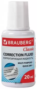 Корректирующая жидкость Brauberg "Classic", быстросохнущая,, с кисточкой