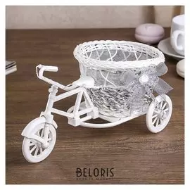 Корзина декоративная "Велосипед с корзинкой" серебро 10,5х22х10 см