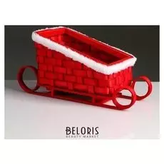 Корзина «Новогодние сани», красные, 23×13,5×10,5/16,5 см, шпон