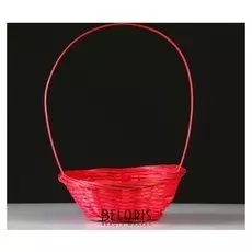 Корзина плетеная, бамбук, D19xh5 см, красный