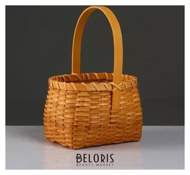 Корзина плетеная (Ротанг), 19х14,5х13/28 см, натуральный