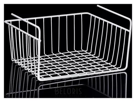 Корзина сетчатая навесная на полку, 36×26×14 см, цвет белый