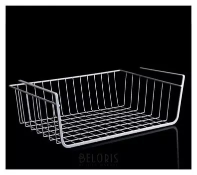 Корзина сетчатая навесная на полку, 40×25,5×14 см, цвет белый