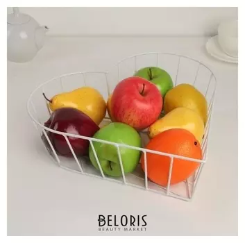 Корзина универсальная «Сердце», 32×32×9 см, металл, цвет белый