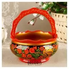 Корзинка, 13х13 см, хохлома