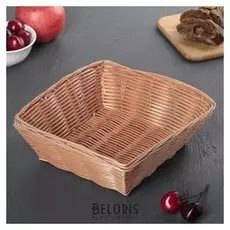 Корзинка для фруктов и хлеба 20х20х7 см "Плетенка", цвет коричневый