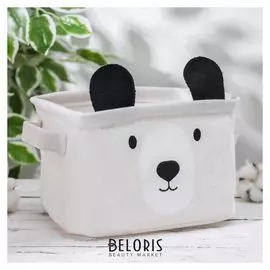 Корзинка для храненения с ручками «Мишка», 20×16×14 см, цвет бежевый