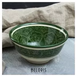 Коса малая, риштанская роспись, 15.5 см, зелёная