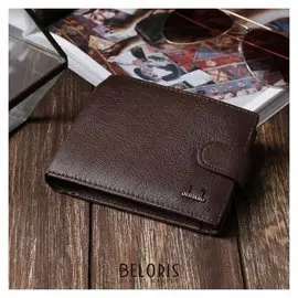 Кошелек мужской, 2 отдела, для карт, для монет, на кнопке, отдел для документов, цвет коричневый