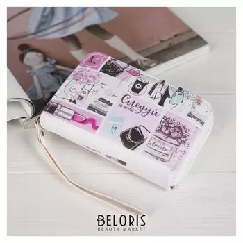 Кошелёк, 2 отдела на молнии, цвет белый