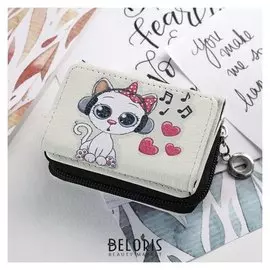 Кошелёк, 2 отдела на молнии, отдел на клапане, цвет бежевый