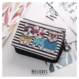 Кошелёк, 2 отдела на молнии, отдел на клапане, цвет чёрный