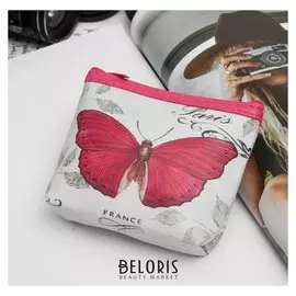 Кошелёк, отдел на молнии, цвет белый/розовый