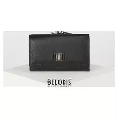 Кошелёк женский, 2 отдела на клапане, цвет чёрный