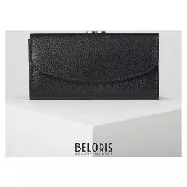 Кошелёк женский, 2 отдела на клапане, цвет чёрный