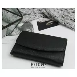 Кошелёк женский, 2 отдела на клапане, цвет чёрный