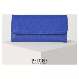 Кошелёк женский, 2 отдела на клапане, цвет синий