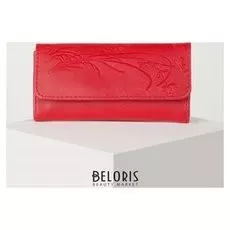 Кошелёк женский, 2 отдела на клапане, цвет красный