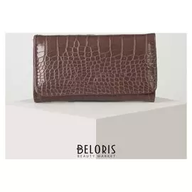 Кошелёк женский, 2 отдела на клапане, цвет коричневый