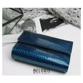 Кошелёк женский, 2 отдела на клапане, цвет синий