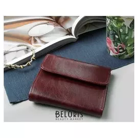 Кошелёк женский, 2 отдела на клапане, цвет бордовый