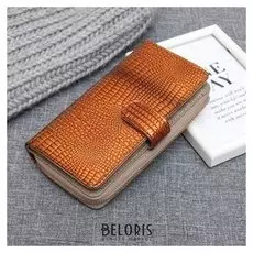 Кошелёк женский, 2 отдела на клапане, цвет коричневый